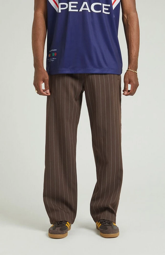 PacSun Brown Pinstripe Tony Baggy Track Pants