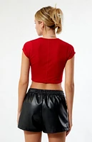 LA Hearts Faux Leather Track Shorts