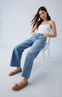 Pacsun Eco Medium Indigo Ripped Cropped Wide Leg Jeans
