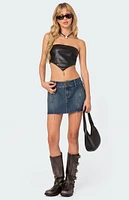 Edikted Vic Triangle Faux Leather Crop Top