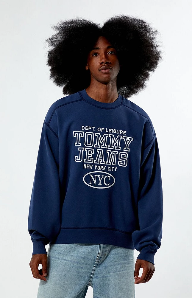 Tommy Jeans Boxy Washed Preppy Embroidered Crew Neck Sweatshirt