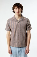 PacSun Brown Woven Striped Camp Shirt