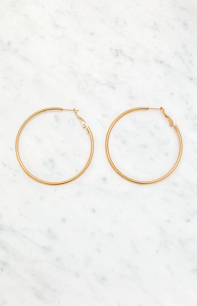LA Hearts 14K Gold Plated Hoop Earrings