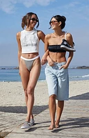 Pacsun Gray Contrast Band High Cut Bikini Bottom