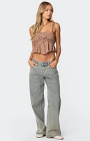 Edikted Rylie Textured Chiffon Flare Top