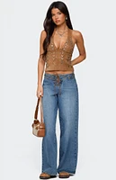 Edikted Xaria Studded Faux Suede Halter Top