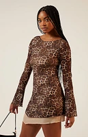 LA Hearts Leopard Back Plunge Mini Dress