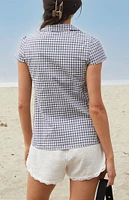 John Galt White Rue Plaid Collared Top