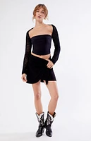 LA Hearts Black Knit Wrap Mini Skirt