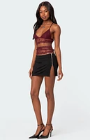 Side Zip Slitted Mini Skirt