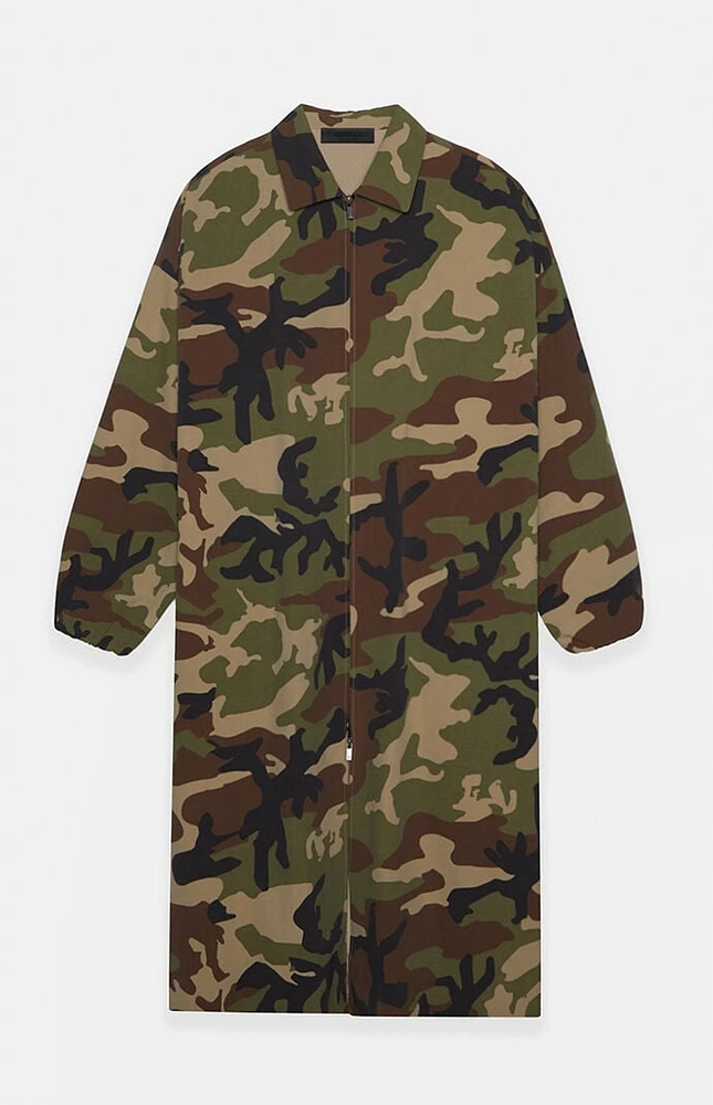 Fear of God Essentials Woodland Camo Nylon Trench Jacket