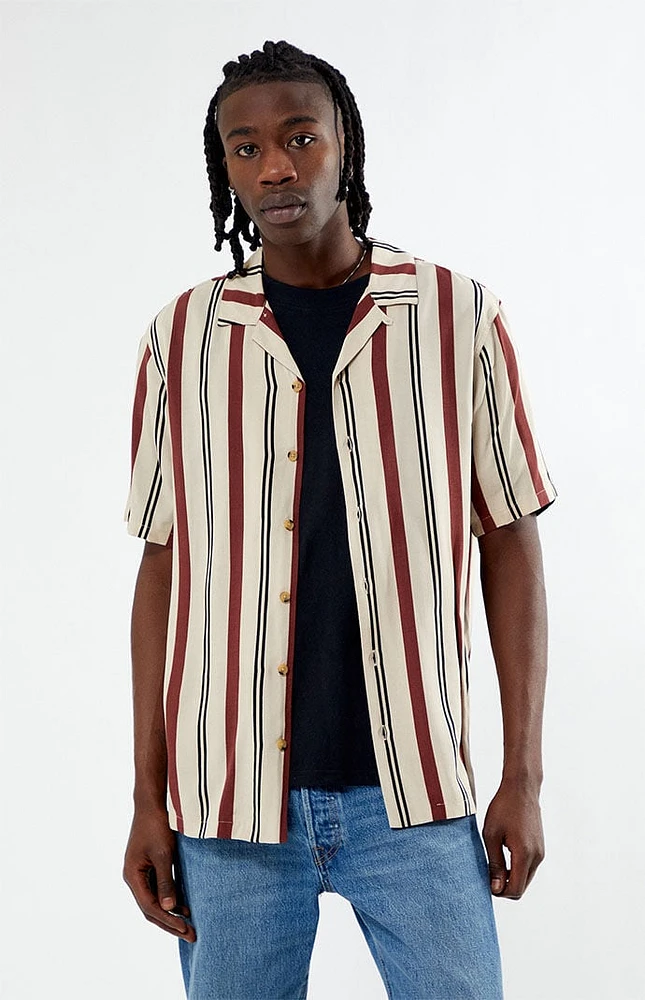 PacSun Neutral Stripe Camp Shirt