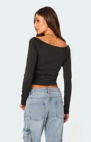 Edikted Tahlia V Neck Off Shoulder Top