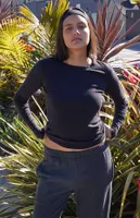 John Galt Black Tori Thermal Long Sleeve Top