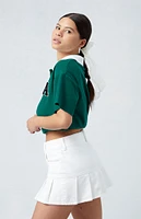 PacSun Eco White Pleated Low Rise Denim Mini Skirt