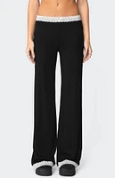 Edikted Domino Contrast Lace Trim Pants