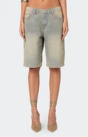 Edikted Shira Washed Denim Bermuda Shorts