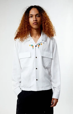 PacSun Global Auto Embroidered Long Sleeve Camp Shirt