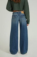 PacSun Casey Dark Indigo Seam Low Rise Baggy Jeans