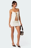 Edikted Alessia Tie Front Ruffled Top