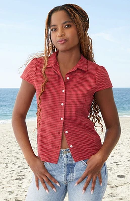 John Galt Rue Plaid Collared Top