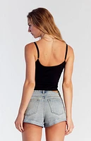 Pacsun Light Indigo Raw Cut Denim Mom Shorts