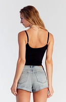PacSun Light Indigo Raw Cut Denim Mom Shorts