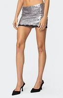 Edikted Revel Lace Trim Sequin Mini Skirt