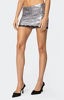 Edikted Revel Lace Trim Sequin Mini Skirt