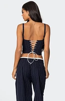 Edikted Pinstripe Peekaboo Drawstring Corset