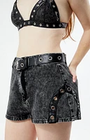 WEWOREWHAT Grommet Detail Denim Shorts