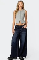 Edikted Super Baggy Belted Low Rise Jeans