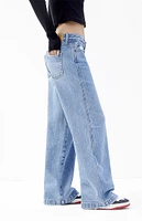 PacSun Casey Medium Indigo Ripped Low Rise Baggy Jeans