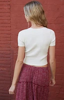 John Galt Cream Short Sleeve Cardigan