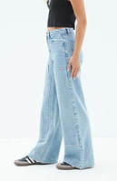 PacSun Nora Indigo Rhinestone Wide Leg Carpenter Jeans