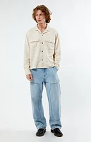 Pacsun Cream Woven Cropped Flannel Shirt
