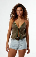 Your Favorite Rylie Embroidered Tie Front Top