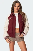 Edikted Varsity Oversized Bomber Jacket