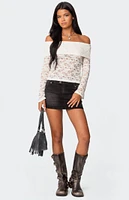 Edikted Ashley Off Shoulder Sheer Lace Top