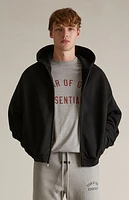 Fear of God Essentials Black Heavy Fleece Full Zip Hoodie