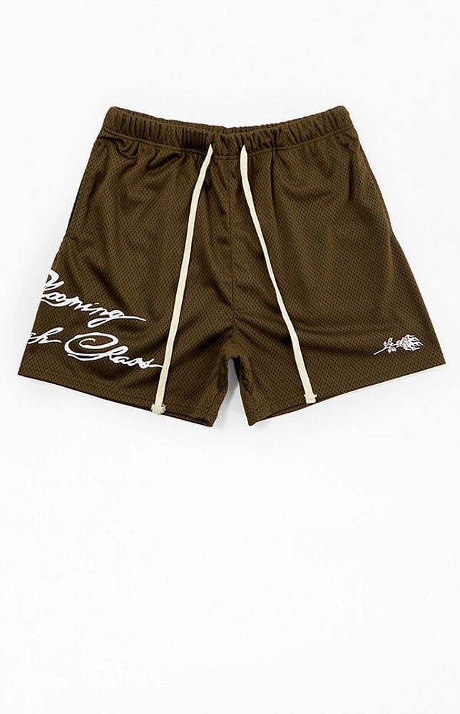 Civil Script Classic Olive Mesh Basketball Shorts