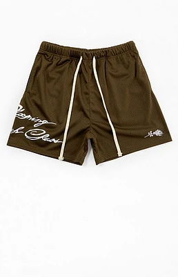 Civil Script Classic Olive Mesh Basketball Shorts