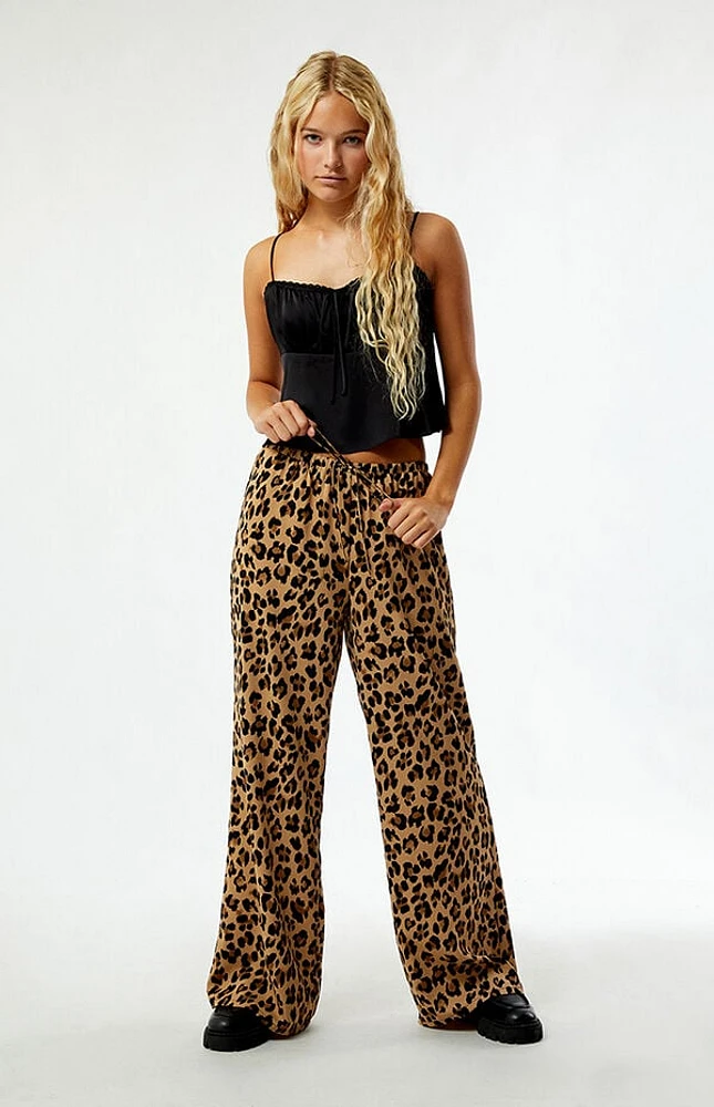 Pacsun Leopard Pull-On Wide Leg Pants