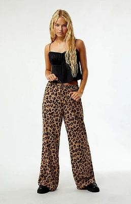 Pacsun Leopard Pull-On Wide Leg Pants
