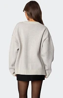 Edikted Cherry 3 Oversized V Neck Sweater