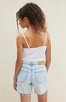 PacSun Light Indigo Ripped High Waisted Relaxed Jorts