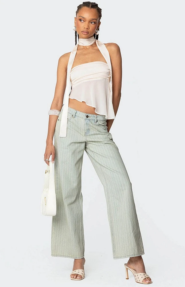 Edikted Lannah Textured Low Rise Jeans