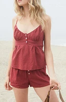 John Galt Burgundy Plaid Tiffany Tank Top