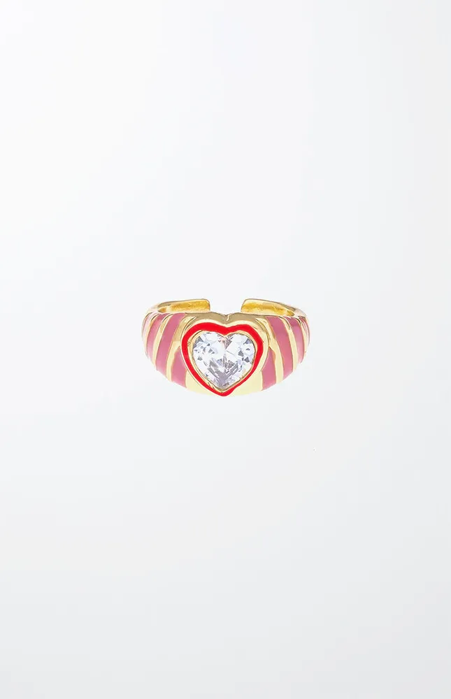 Pink & Red Open Hearts Ring