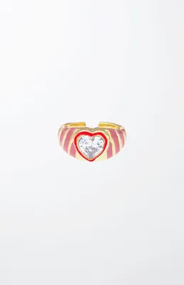 Pink & Red Open Hearts Ring